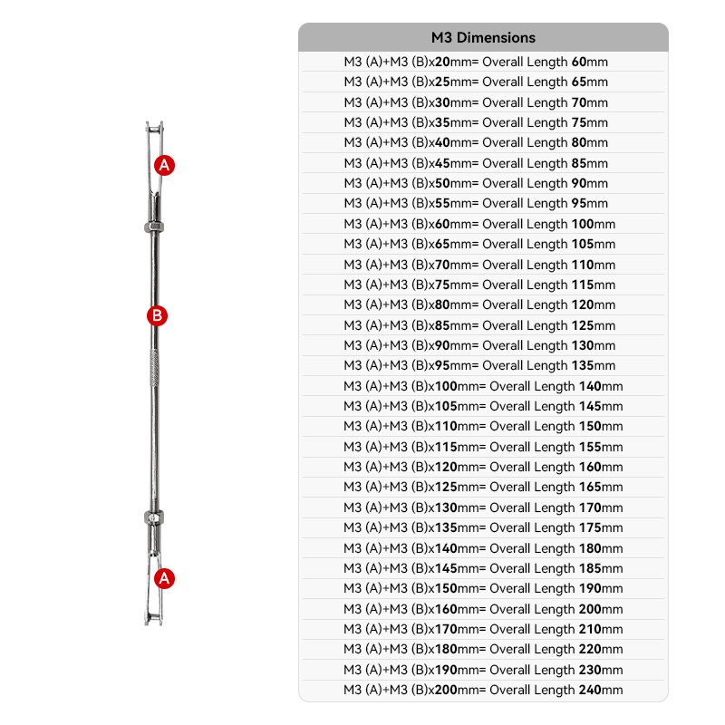 RJX 20pcs M3 Clevis Thread M3 Push Rod Stainless Steel Pull Rod Connecting Rod