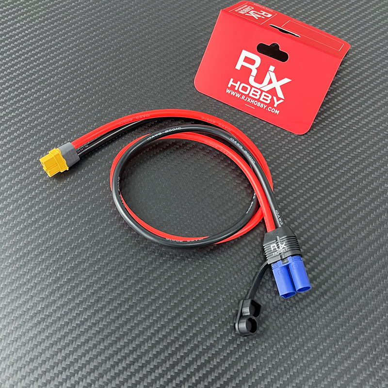 RJX 1pcs EC5 Male to XT60H Female Connector with SecureGrip Cover 10AWG Flexible Silicone Rubber Wire DC Power Cable
