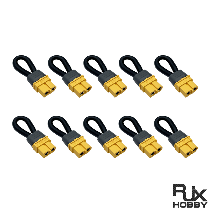 RJX 10pcs XT60H Female Short Circuit Bind Plug Loop Connector with 10AWG Silicone Wire