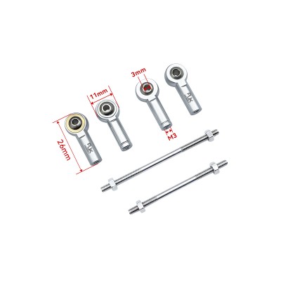 RJX 5pcs M3 Aluminum Positive and Negative Thread Ball Head Tie Rod End Joint 