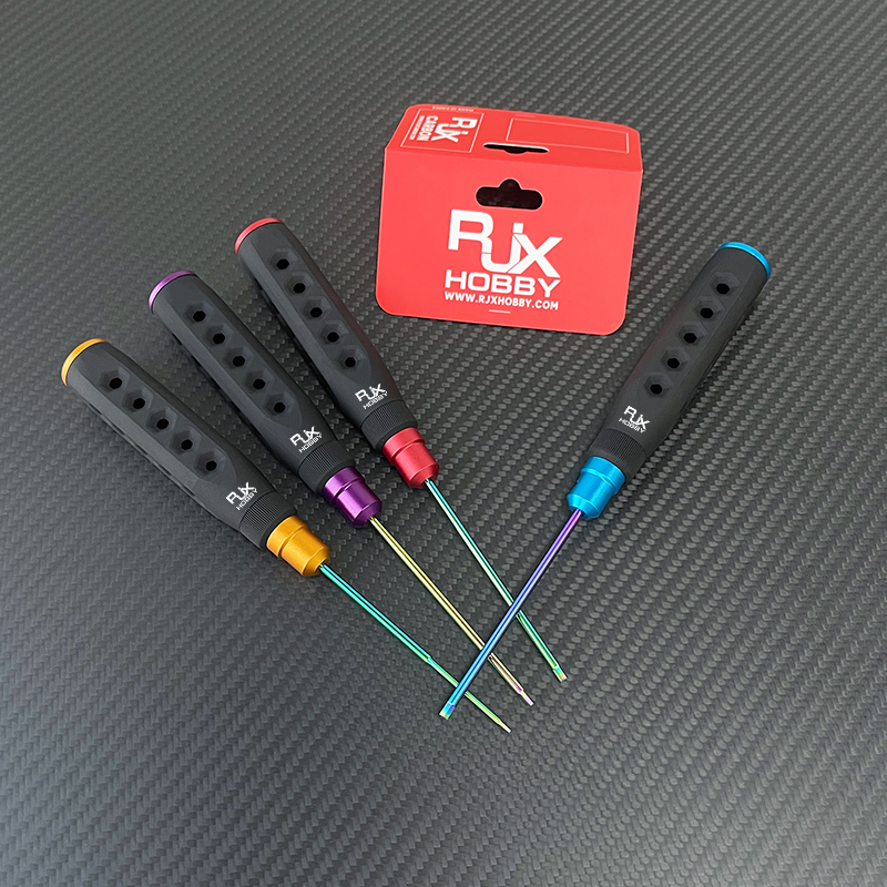 RJX 4Pcs HSS Titanized Hex Screwdriver 1.5 2.0 2.5 3.0mm High-Strength Insulated Anti-Slip Rubber Handle