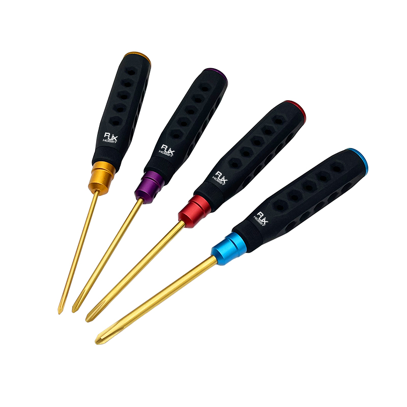 RJX 4pcs HSS titanized Phillips Screwdriver Tools 3.0 4.0 5.0 5.8mm Strength Insulated Anti-Slip Rubber Handle