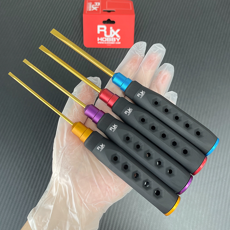 RJX 4pcs HSS titanized Flat Head Screw driver Tools 3.0 4.0 5.0 5.8mm High-Strength Insulated Anti-Slip Rubber Handle