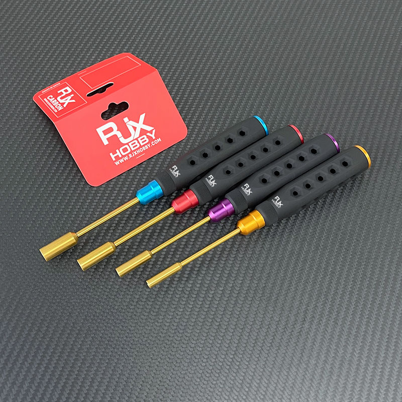 RJX 4pcs HSS titanized 4.0 5.5 7.0 8.0mm Nut Drivers High-Strength Insulated Anti-Slip Rubber Handle