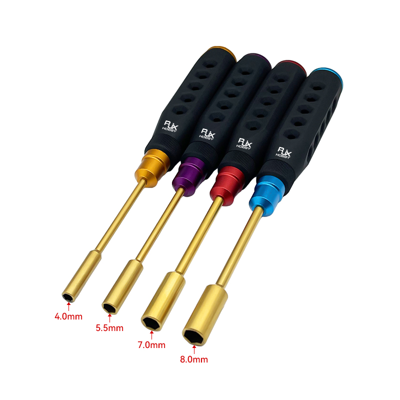 RJX 4pcs HSS titanized 4.0 5.5 7.0 8.0mm Nut Drivers High-Strength Insulated Anti-Slip Rubber Handle