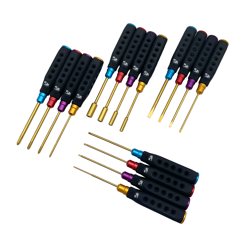 RJXHOBBY HSS titanized Hex /Nut/ Phillips/ Flat Screwdriver 16 pcs kits High-Strength Insulated Anti-Slip Rubber Handle