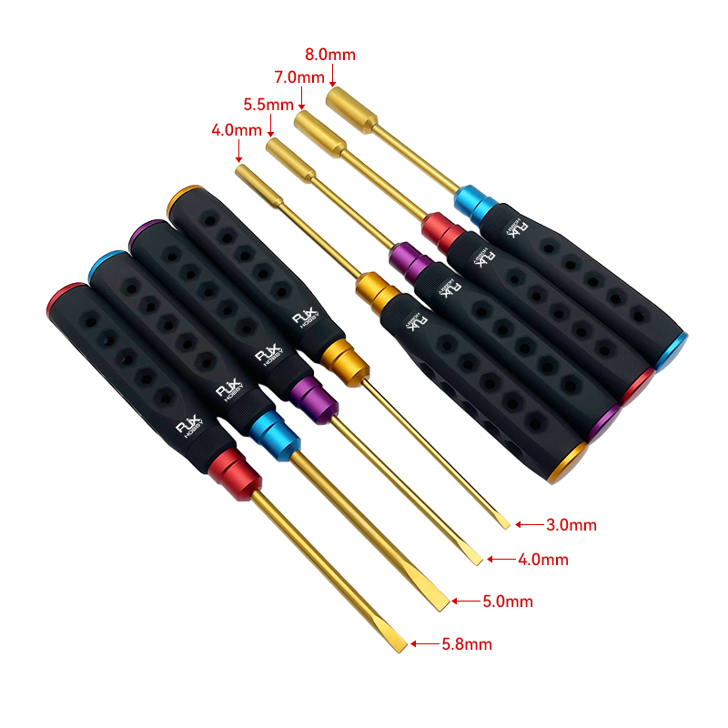 RJXHOBBY HSS titanized Hex /Nut/ Phillips/ Flat Screwdriver 16 pcs kits High-Strength Insulated Anti-Slip Rubber Handle