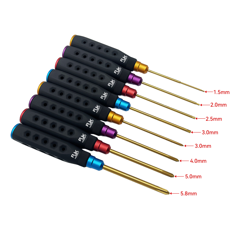 RJXHOBBY HSS titanized Hex /Nut/ Phillips/ Flat Screwdriver 16 pcs kits High-Strength Insulated Anti-Slip Rubber Handle