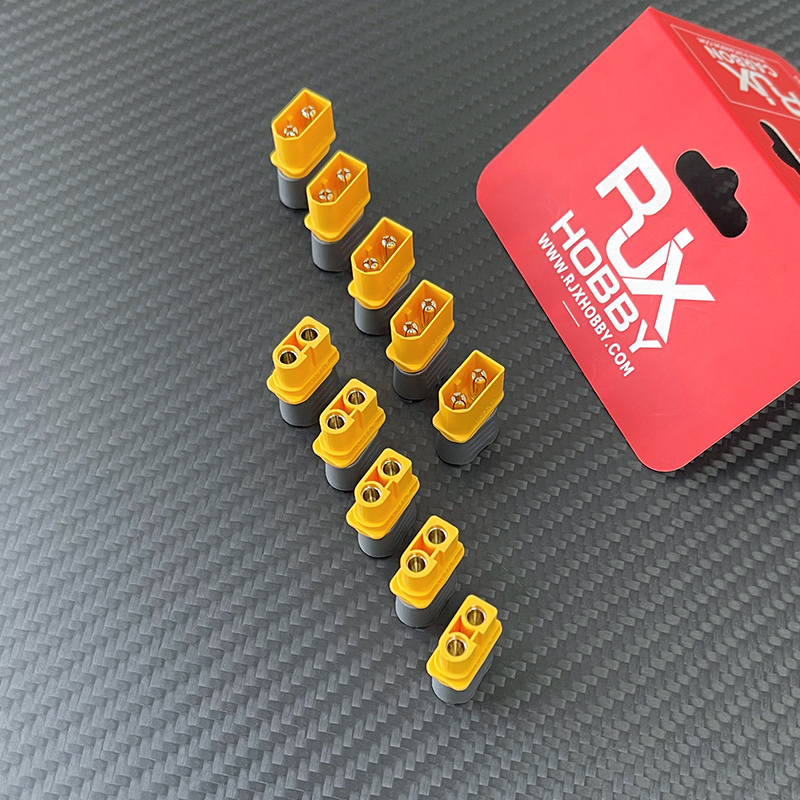 RJXHOBBY 5 Sets Amass  UH60 Male Female Bullet Connectors Power Plugs(with caps) for RC Lipo Battery
