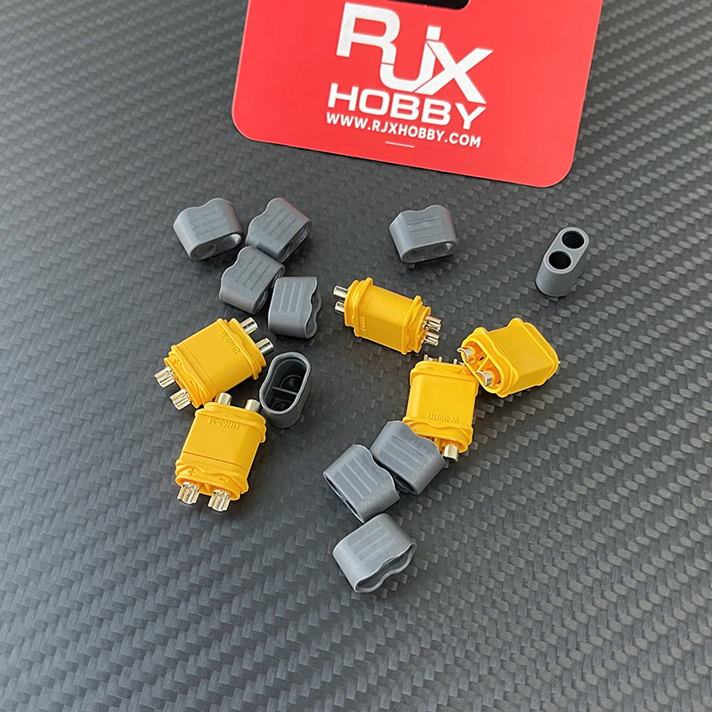 RJXHOBBY 5 Sets Amass  UH60 Male Female Bullet Connectors Power Plugs(with caps) for RC Lipo Battery