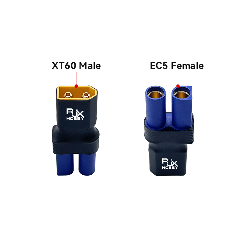 RJXHOBBY 5pcs XT60 Male to EC5 Female Connector Adapter 