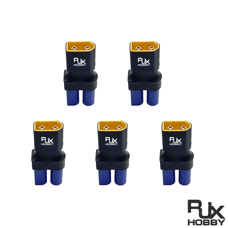 RJXHOBBY 5pcs XT60 Male to EC5 Female Connector Adapter 