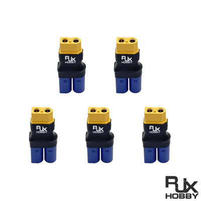 RJXHOBBY 5pcs XT60 Female to EC5 Male Connector Adapter 