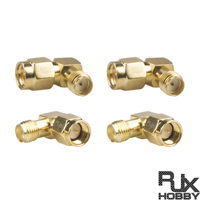 RJX SMA Male to Female Right Angle 90-Degree Adapter Gold Plated Connector Pack x4pcs