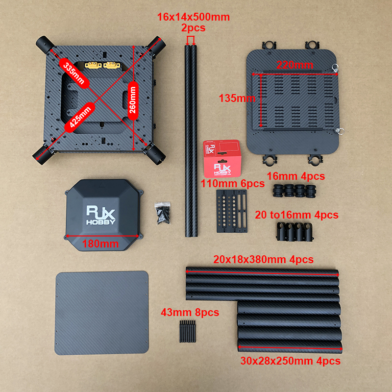 RJX950B 4-Axis Carbon Fiber Umbrella Folding Quadcopter Frame without motor mounts
