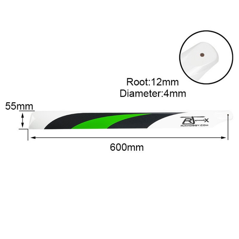 RJX Green 600mm Premium CF Blades-FBL Version (XL Version)